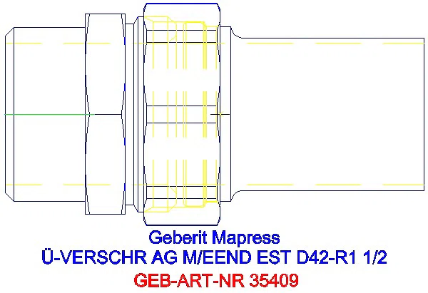 GE Mapress Edelstahl Übergangsverschr. mit AG und Einschubende d42-R1 1/2_35409_G