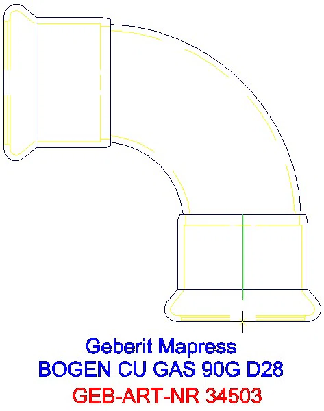 GE Mapress Kupfer Bogen 90Gr (Gas) d28_34503_A