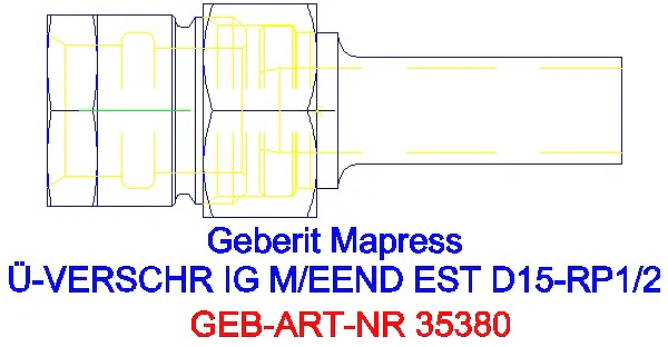 GE Mapress Edelstahl Übergangsverschr. mit IG und Einschubende d15-Rp1/2_35380_G