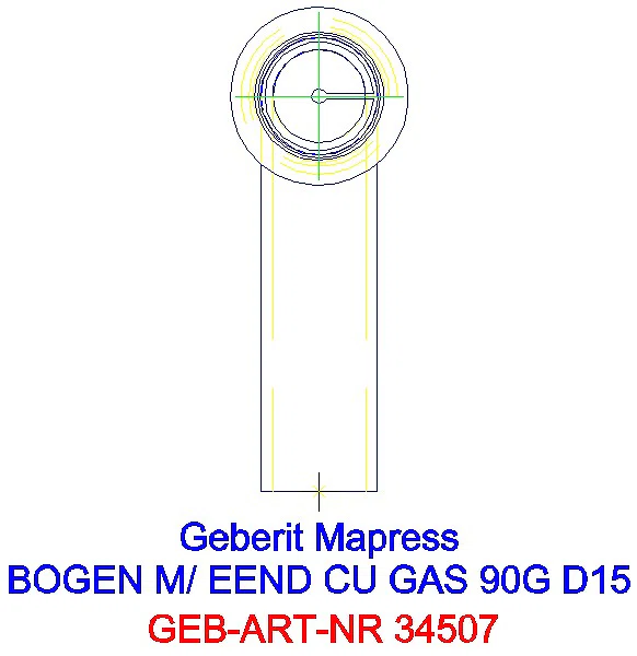 GE Mapress Kupfer Bogen 90Gr mit Einschubende (Gas) d15_34507_L