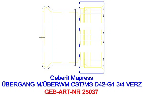 GE Mapress C-Stahl Übergang mit Überwurfmutter d42-G1 3/4 verzinkt_25037_A