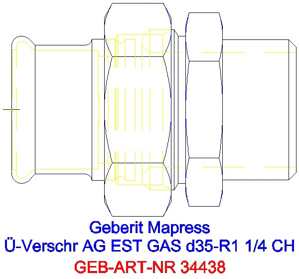 GE Mapress Edelstahl Übergangsverschr. mit AG (Gas) d35-R1 1/4_34438_A