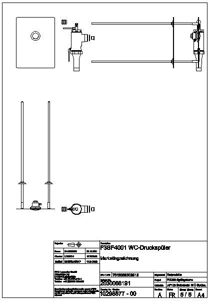 WC-Spüler, F3, hydraulisch, DN20, Hinterwandmontage, AG I, fernbetätigt, F3SF4001