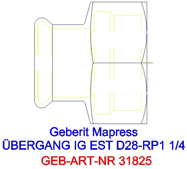 GE Mapress Edelstahl Übergang mit IG d28-Rp1 1/4_31825_A