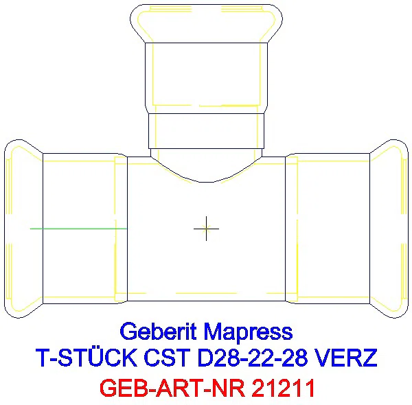 GE Mapress C-Stahl T-Stück reduziert d28-22-28 verzinkt_21211_A