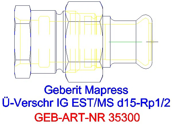 GE Mapress Edelstahl Übergangsverschr. mit IG d15-Rp1/2_35300_A