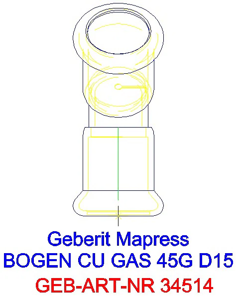 GE Mapress Kupfer Bogen 45Gr (Gas) d15_34514_L