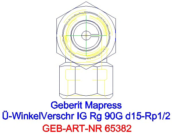 GE Mapress Kupfer Übergangswinkel- verschraubung 90Gr mit IG Rg d15-Rp1/2_65382_L