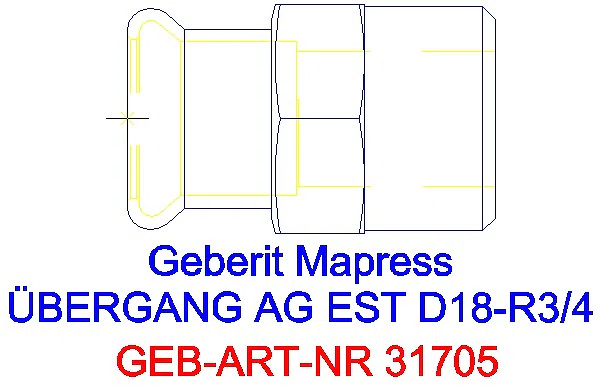 GE Mapress Edelstahl Übergang mit AG d18-R3/4_31705_A