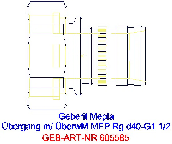 GE Mepla Übergang mit Überwurfmutter Rg d40-G1 1/2_605.585.00.5_A
