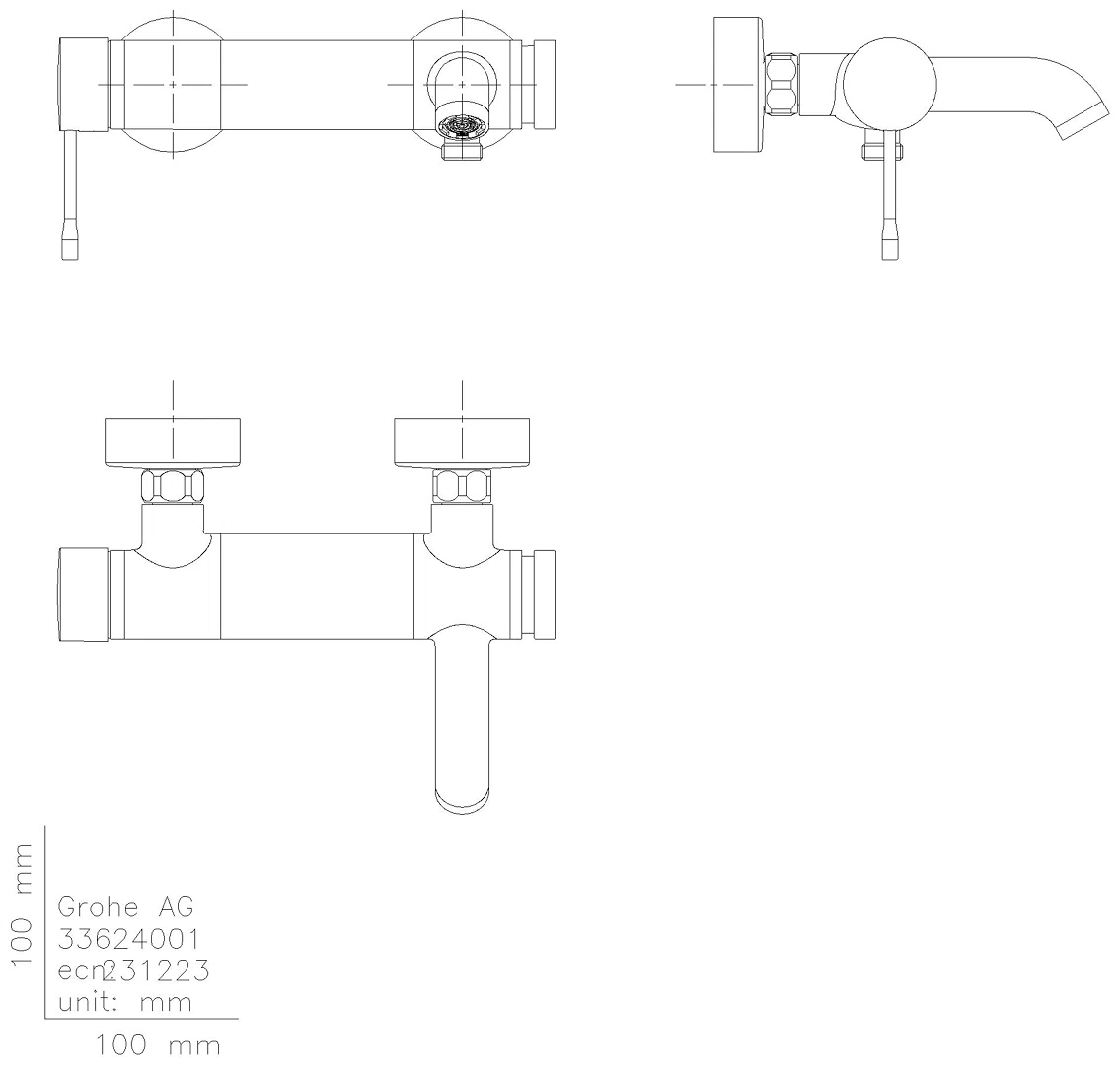 GROHE EH-Wannenbatterie Essence 25250_1 Wandmontage hard graphite gebürstet