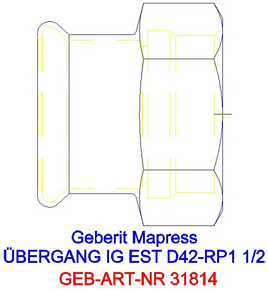 GE Mapress Edelstahl Übergang mit IG d42-Rp1 1/2_31814_G