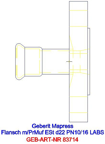 GE Mapress Edelstahl Flansch PN 10/16 mit Pressmuffe (LABS-frei), d22_83714_G