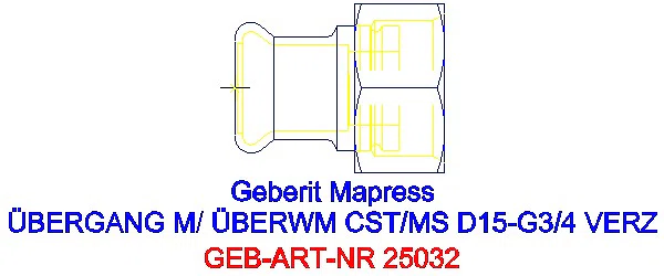 GE Mapress C-Stahl Übergang mit Überwurfmutter d15-G3/4 verzinkt_25032_G