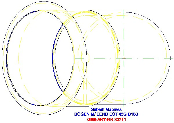 GE Mapress Edelstahl Bogen 45Gr d108 mit Einschubende_32711_G