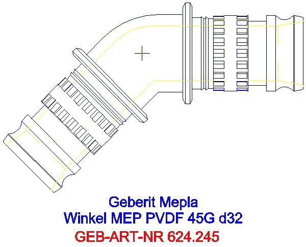 GE Mepla Winkel PVDF 45Gr d32_624.245.00.5_L