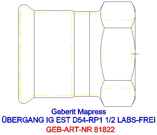 GE Mapress Edelstahl Übergang mit IG (LABS-frei) d54-Rp1 1/2_81822_A