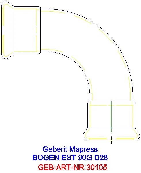 GE Mapress Edelstahl Bogen 90Gr d28_30105_A
