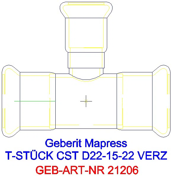 GE Mapress C-Stahl T-Stück reduziert d22-15-22 verzinkt_21206_A