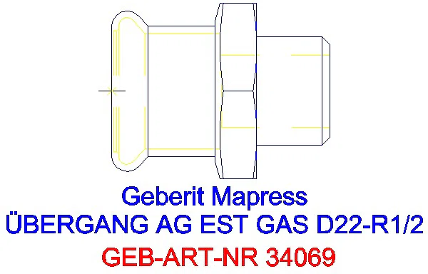 GE Mapress Edelstahl Übergang mit AG (Gas) d22-R1/2_34069_A