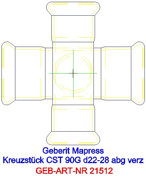 GE Mapress C-Stahl Kreuzstück 90Gr abgesetzt d22-28 verzinkt_21512_G