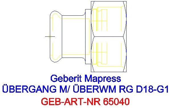 GE Mapress Kupfer Übergang mit Überwurfmutter Rg d18-G1_65040_G