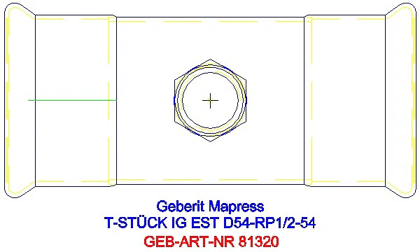 GE Mapress Edelstahl T-Stück mit IG (LABS-frei) d54-Rp1/2-54_81320_G