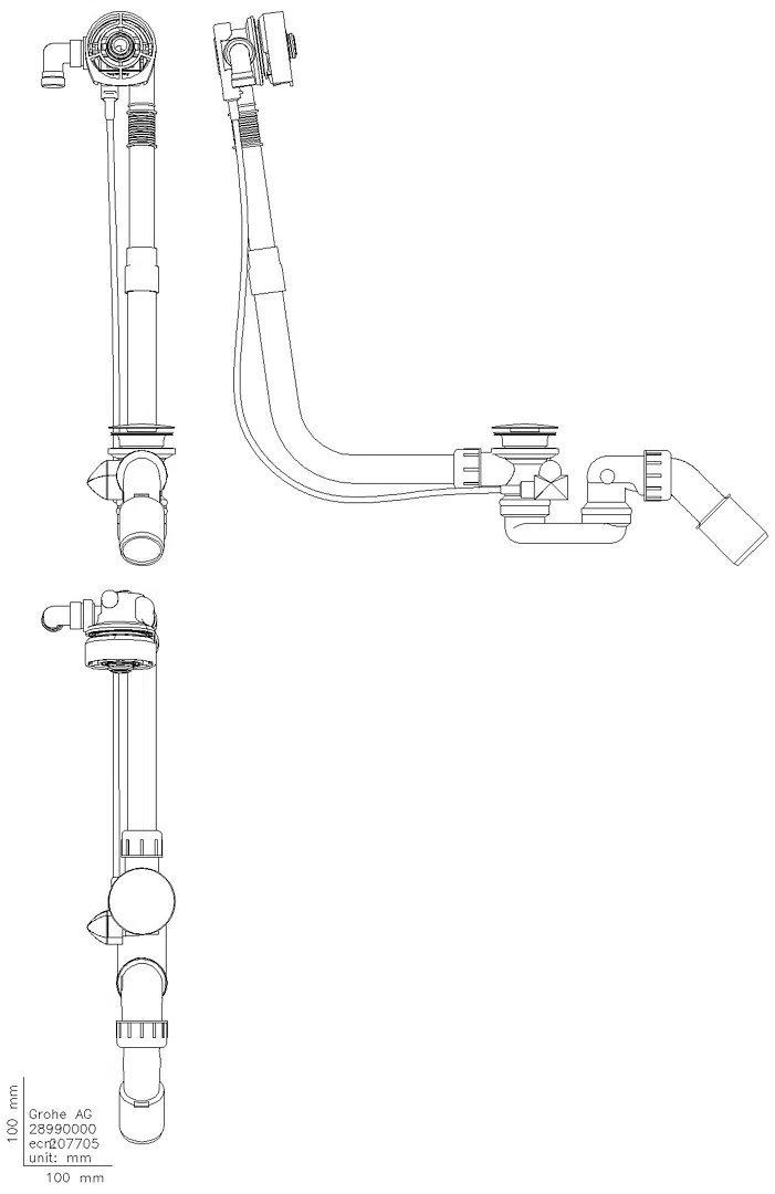 GROHE W.Füll/Ab/Überlaufgrt. Talentofill 28990 UB Normalwannen satin steel