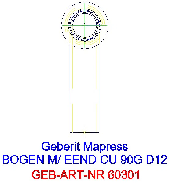 GE Mapress Kupfer Bogen 90Gr mit Einschubende d12_60301_L
