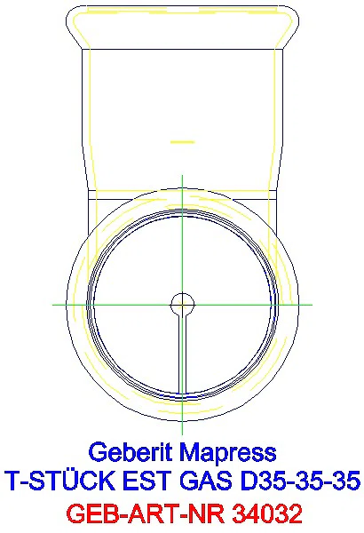 GE Mapress Edelstahl T-Stück egal (Gas) d35-35-35_34032_L