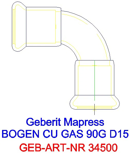 GE Mapress Kupfer Bogen 90Gr (Gas) d15_34500_A
