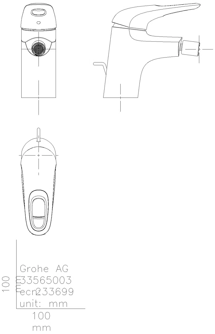 GROHE Einhand-Bidetbatterie Eurostyle 33565_3 Zugstangen-Ablaufgarnitur chrom