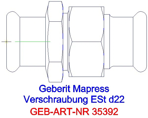 GE Mapress Edelstahl Verschraubung mit Überwurfmutter aus ESt d22_35392_G