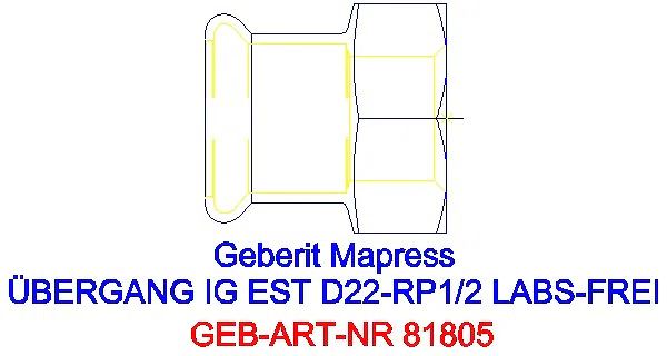 GE Mapress Edelstahl Übergang mit IG (LABS-frei) d22-Rp1/2_81805_A