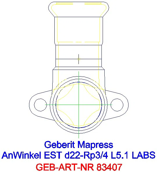 GE Mapress Edelstahl Anschlusswinkel 90Gr ( LABS-frei) d22-Rp3/4_83407_A