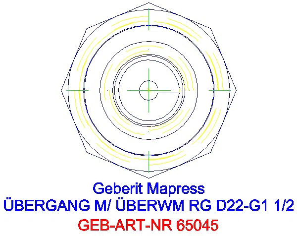 GE Mapress Kupfer Übergang mit Überwurfmutter Rg d22-G1 1/2_65045_L