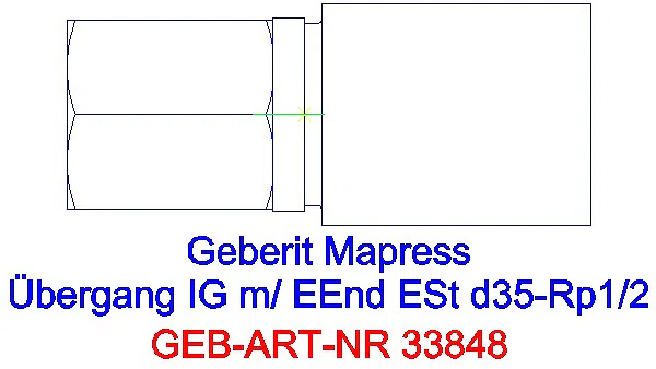 GE Mapress Edelstahl Übergang mit IG und Einschubende d28-Rp1/2_33848_G