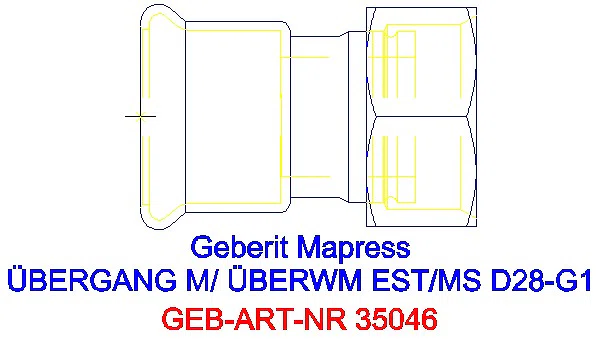 GE Mapress Edelstahl Übergang mit Überwurfmutter d28-G1_35046_G