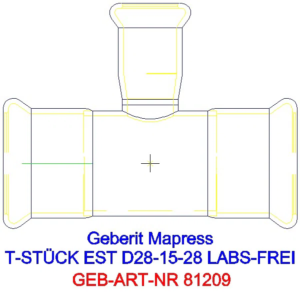 GE Mapress Edelstahl T-Stück reduziert (LABS-frei) d28-15-28_81209_A