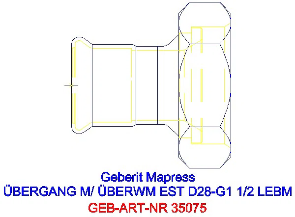 GE Mapress Edelstahl Übergang mit mit Überwurfmutter ESt d28-G1 1/2_35075_A