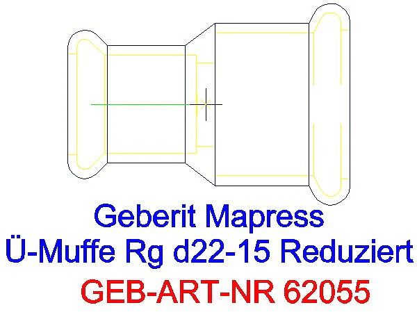 GE Mapress Kupfer Muffe reduziert d22-15_62055_A