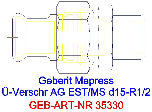 GE Mapress Edelstahl Übergangsverschr. mit AG d15-R1/2_35330_A