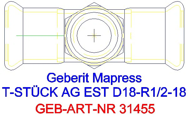 GE Mapress Edelstahl T-Stück mit AG d18-R1/2-18_31455_G