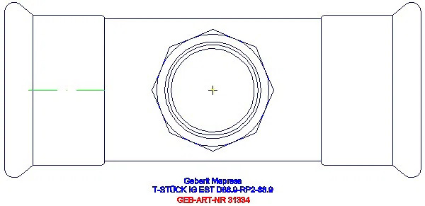 GE Mapress Edelstahl T-Stück mit IG d88,9-Rp2-88,9_31334_G