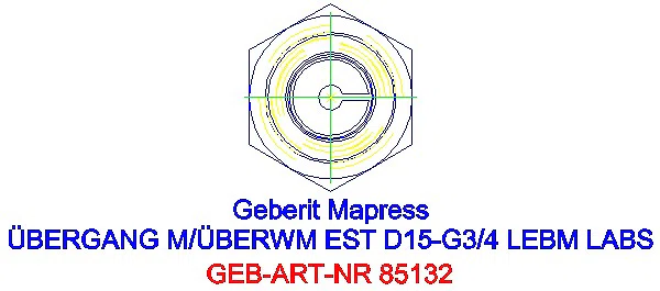 GE Mapress Edelstahl Übergang mit ÜM aus ESt (LABS-frei) d15-G3/4_85132_L