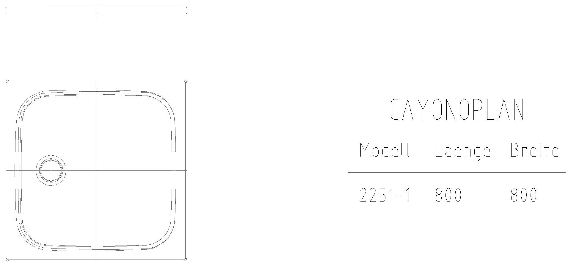 KALDEWEI CAYONOPLAN Duschfläche, 800x800x32 mm, Modell-Nr: 2251-1