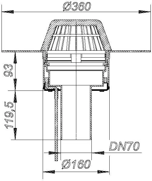 DALLMER Dachablauf 62 H FPO-PP, beheizt, DN 70