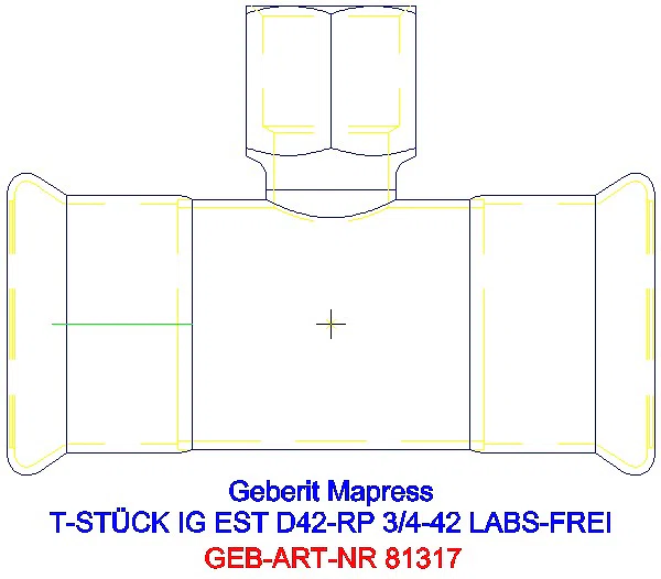 GE Mapress Edelstahl T-Stück mit IG (LABS-frei) d42-Rp3/4-42_81317_A