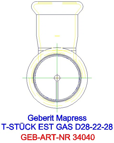 GE Mapress Edelstahl T-Stück reduziert (Gas) d28-22-28_34040_L