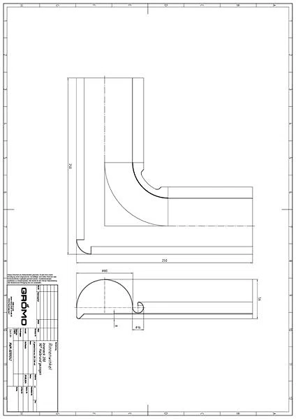 Kupfer Rinnenwinkel halbrund gezogen Inneneck 200, #Art.Nr. 60305
